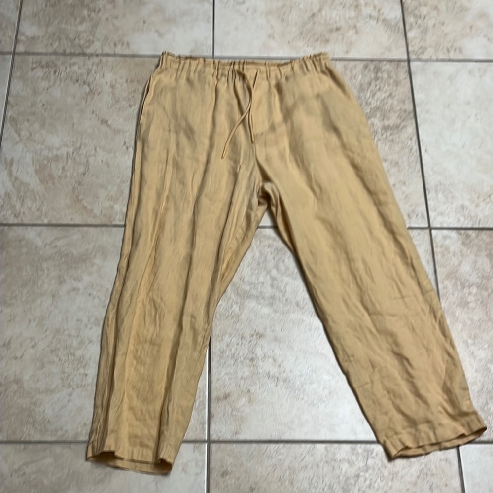 Mango 100% linen cropped pants
